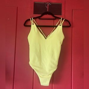 LA Hearts Yellow One Piece Swim Suit Size M